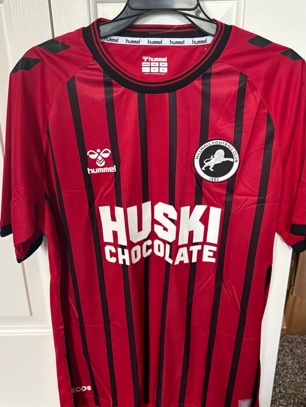 Hummel Home Games Red & Black Striped Football Jersey - Huski Chocolate